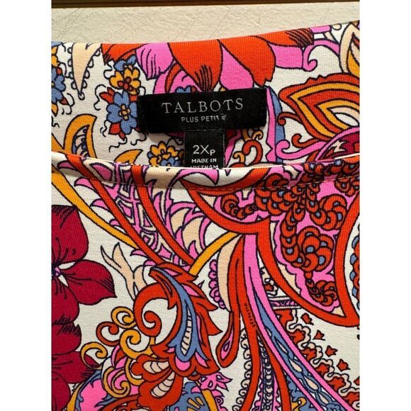Talbots Tropical Paisley Vibrant Faux Wrap Dress 2X Petite - Picture 2 of 6